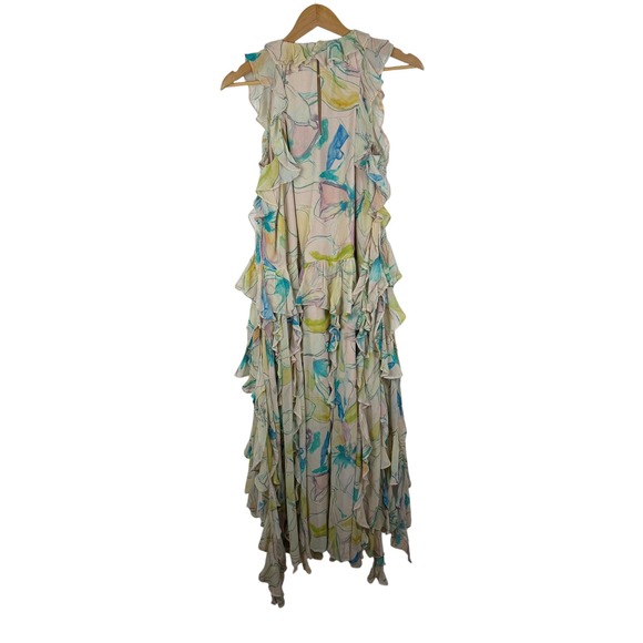 Maeve Anthropologie Watercolor Floral Ruffle Hi-Low Dress Sz XS Fairy Romantic - Picture 6 of 14